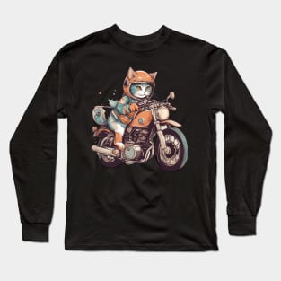 Rider cat  - Kawaii art Long Sleeve T-Shirt